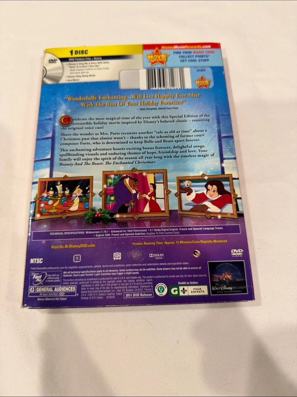 Holiday DVD Back Cover on a White Surface
